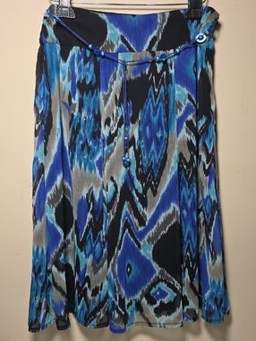 Cato Blue Abstract Print Skirt Size 10 Flowy